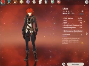 Genshin Impact AR 46 com 5 personagens 5estrelas