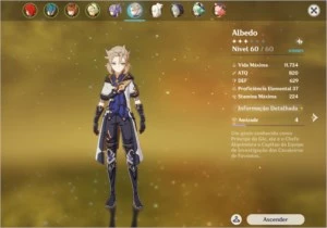 Genshin Impact AR 46 com 5 personagens 5estrelas