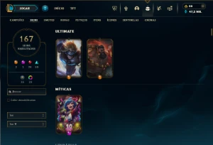 Ouro 4 com TODOS os champs e 167 Skins ( MAIN SUP ) - League of Legends LOL