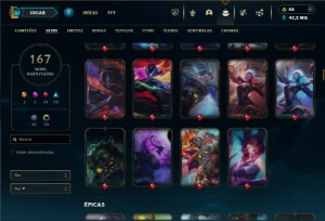 Ouro 4 com TODOS os champs e 167 Skins ( MAIN SUP ) - League of Legends LOL