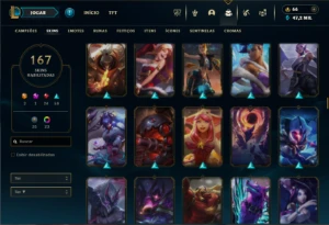Ouro 4 com TODOS os champs e 167 Skins ( MAIN SUP ) - League of Legends LOL