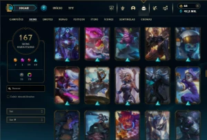 Ouro 4 com TODOS os champs e 167 Skins ( MAIN SUP )