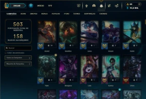 Ouro 4 com TODOS os champs e 167 Skins ( MAIN SUP ) - League of Legends LOL