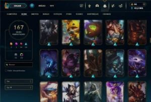 Ouro 4 com TODOS os champs e 167 Skins ( MAIN SUP ) - League of Legends LOL