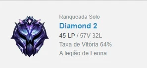 Diamante 2 64% WR (e-mail não confirmado) - League of Legends LOL