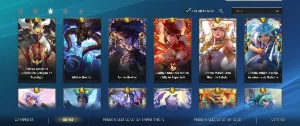 Continha de wild com 105 de vitrine 70 heróis full skins e-m