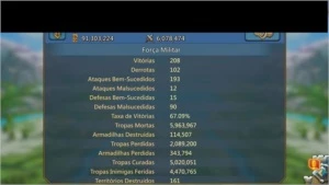 Conta 91m de Poder, 900k+ de Tropas T3 - Lords Mobile