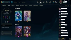 Conta League of Legends - 210 Skins - Platina IV LOL