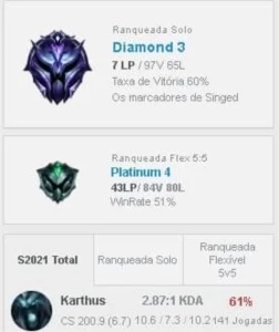 Conta de LOL DIAMANTE 3 - League of Legends
