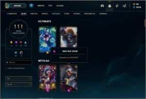 CONTA PRATA 1 COM PAX SIVIR E RYZE TRIUNFANTE (RARAS) - League of Legends LOL