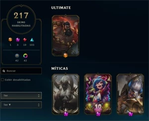 CONTA PLATINA, LVL 350 - 221 SKINS - League of Legends LOL
