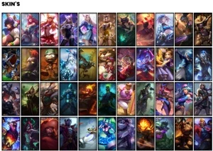 Conta prata 1 com 144 Champs e 262 Skins + 5 Prestigios - League of Legends LOL