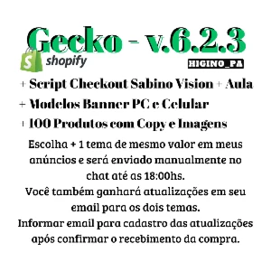 Tema Shopify Gecko + Atualizações e Brindes - Outros