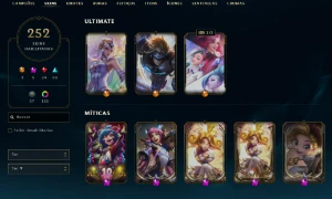 Conta Desde 2015 com 250 skins, 3 Ultimates e 7 vitoriosas - League of Legends LOL