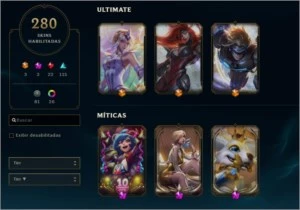 CONTA LEAGUE OF LEGENDS 280 SKINS 4 MIL REAIS GASTOS LOL