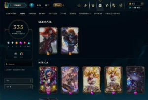 335 SKINS, lvl 301, 108k de Essência e 94 Essências Misticas - League of Legends LOL