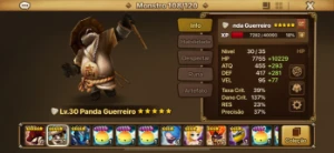 Conta Summoners War panda guerreiro luz