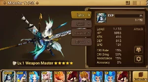 Conta Summoners War Reroll Light Weapon Master (Benedict)