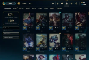 Ouro 1 com TODOS os champs e 174 Skins (Nivel 490) - League of Legends LOL