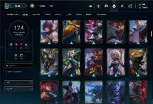 Ouro 1 com TODOS os champs e 174 Skins (Nivel 490) - League of Legends LOL