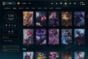 Ouro 1 com TODOS os champs e 174 Skins (Nivel 490) - League of Legends LOL