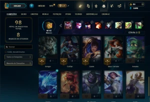 Mestre com 35 Champs e 15 Skins + 3 Fragmentos - League of Legends LOL