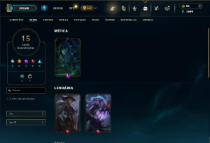 Mestre com 35 Champs e 15 Skins + 3 Fragmentos - League of Legends LOL