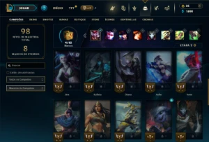 Mestre com 35 Champs e 15 Skins + 3 Fragmentos - League of Legends LOL