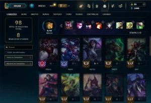 Mestre com 35 Champs e 15 Skins + 3 Fragmentos - League of Legends LOL