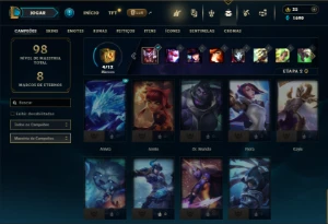 Mestre com 35 Champs e 15 Skins + 3 Fragmentos - League of Legends LOL