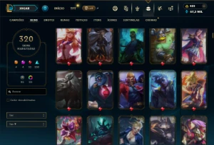 Unranked com TODOS os champs e 320 Skins (40 Maestrias 7) - League of Legends LOL