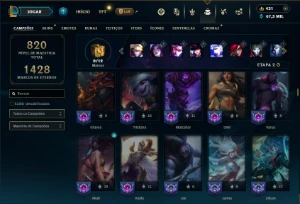 Unranked com TODOS os champs e 320 Skins (40 Maestrias 7) - League of Legends LOL