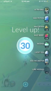 Conta levei 30 pokemon go