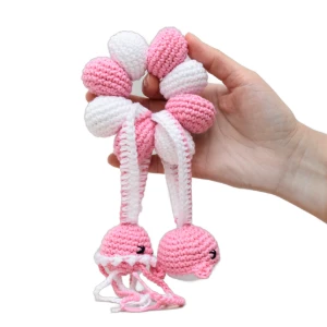 Chocalho de Bebê Amigurumi Crochê Rosa - Artesanato e Personalizados