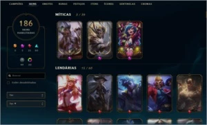 Cont de lol, full champ  platina 1- 186 skins - League of Legends