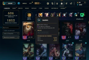 Unranked com TODOS os champs e 185 Skins + 8 Vitoriosas - League of Legends LOL