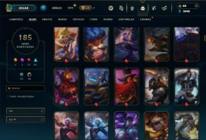 Unranked com TODOS os champs e 185 Skins + 8 Vitoriosas - League of Legends LOL