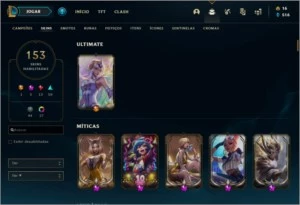 Conta LOL e TFT 153 skin, 4 skin prestígio, 4 skin vitoriosa - League of Legends