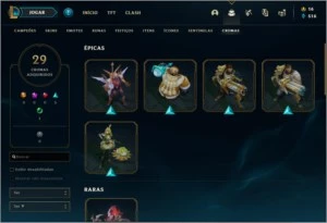 Conta LOL e TFT 153 skin, 4 skin prestígio, 4 skin vitoriosa - League of Legends