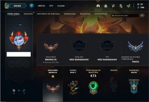 Conta bronze 3 com 124 Champs e 177 Skins + 2 Prestigios - League of Legends LOL
