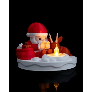 Luminária de Natal 3D Papai Noel com Fogueira - 11cm - Artesanato e Personalizados