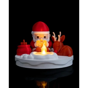 Luminária de Natal 3D Papai Noel com Fogueira - 11cm - Artesanato e Personalizados