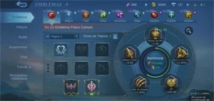 CONTA MOBILE LEGENDS - 43 SKINS - EMBLEMAS QUASE NÍVEL 60