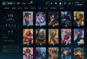 Bronze 3 com TODOS os champs e 176 Skins ( ADC / SUP / TOP ) - League of Legends LOL