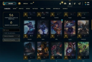 Mestre com 300 PDL + 52 Champs e 9 Skins - League of Legends LOL