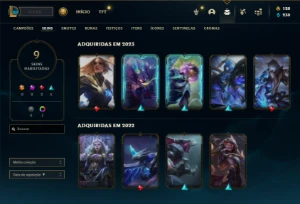 Mestre com 300 PDL + 52 Champs e 9 Skins - League of Legends LOL