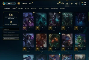 Mestre com 300 PDL + 52 Champs e 9 Skins - League of Legends LOL