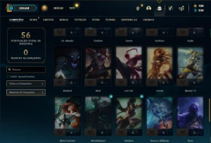 Mestre com 300 PDL + 52 Champs e 9 Skins - League of Legends LOL