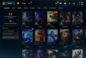 Mestre com 300 PDL + 52 Champs e 9 Skins - League of Legends LOL