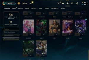Mestre com 300 PDL + 52 Champs e 9 Skins - League of Legends LOL